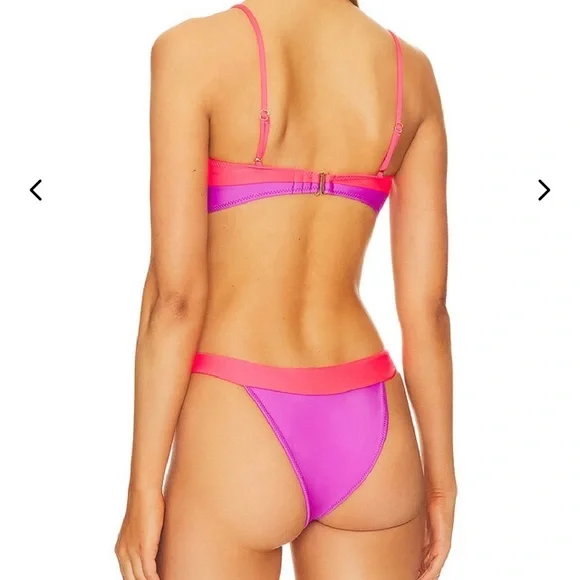 Lovers and Friends Tropic Daze Bikini swimsuit Purple and Psycho Red Small NWT - Picture 2 of 4